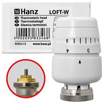 LOFT-W, LOFT głowica termostatyczna grzejnika retro biały