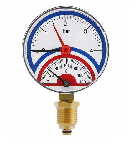 CPM03P.F80.G1/2 termomanometr 120°C, 4 bar z gwintem dolnym 1/2" redukcja 1/4"