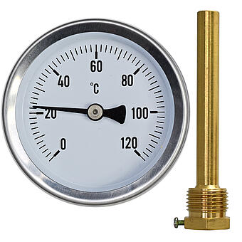 TPM03T "Ø" 63mm z osłoną G1/2, Termometr mechaniczny bimetaliczny tylny