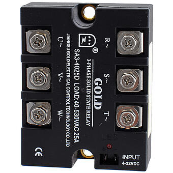 SA34025D 3x25A, Przekaźnik trójfazowy elektroniczny, półprzewodnikowy SSR 3x25A