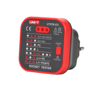 UT07B, Tester gniazdek sieciowych 230V, pomiar RCD